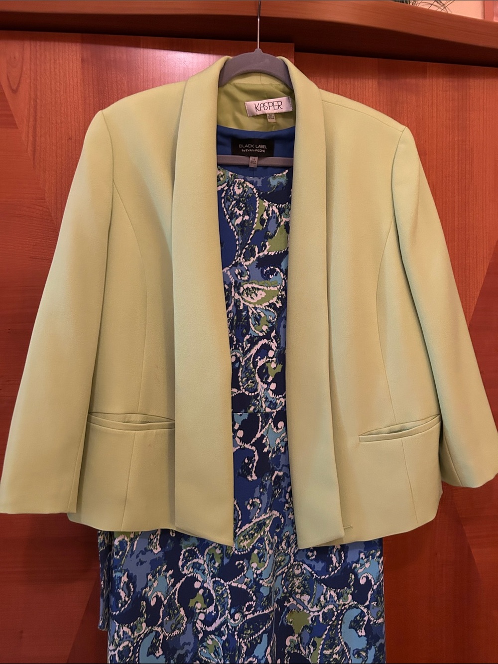 Kasper Light Green Open-Front Blazer